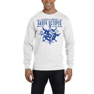 Gamer Octopus T-Shirt - Unisex White Long Sleeve